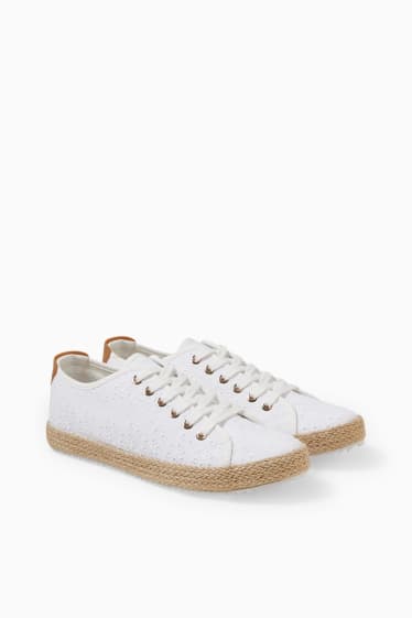 Women - Trainers - embroidered - white