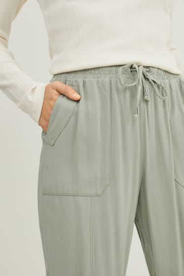 Dámské - Kalhoty - tapered fit - světle zelená