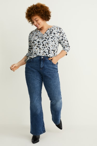 Dames - Flare jeans - 4 Way Stretch - jeansblauw