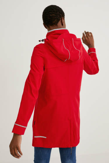 Women - Outdoor coat with hood - red