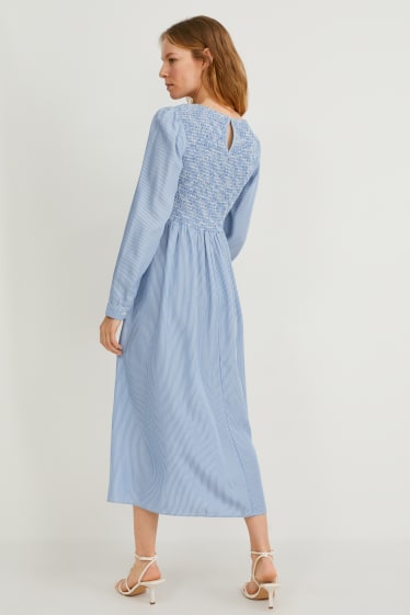 Women - Fit & flare dress - striped - light blue