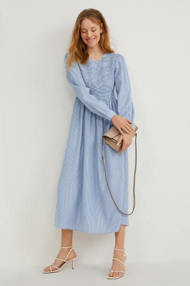 Women - Fit & flare dress - striped - light blue