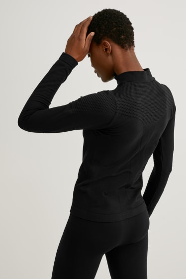 Dames - Sportshirt met lange mouwen - 4 Way Stretch - zwart