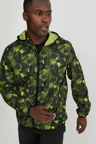 Men - Outdoor jacket with hood  - dark green / black