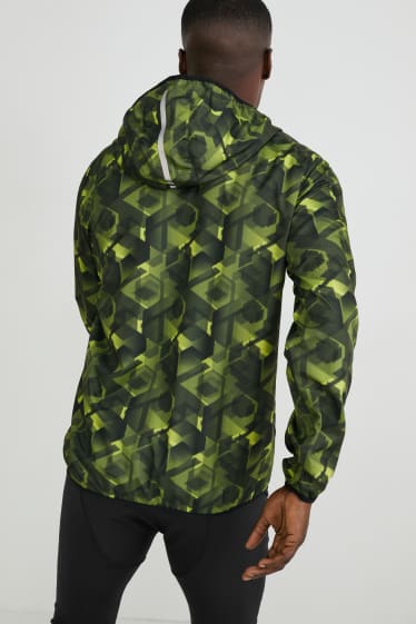 Uomo - Giacca tecnica con cappuccio - verde scuro / nero