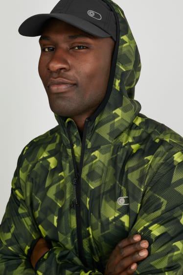 Uomo - Giacca tecnica con cappuccio - verde scuro / nero