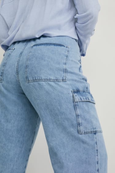 Femmes - Jean cargo - comfort fit - jean bleu clair