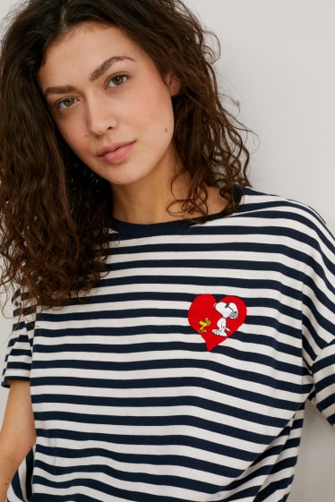 Femmes - T-shirt - à rayures - Peanuts - blanc crème