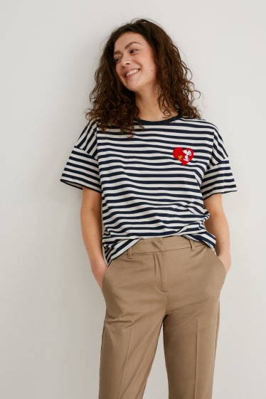 Femmes - T-shirt - à rayures - Peanuts - blanc crème