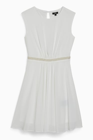 Dámské - Svatební šaty s perlami - bílá