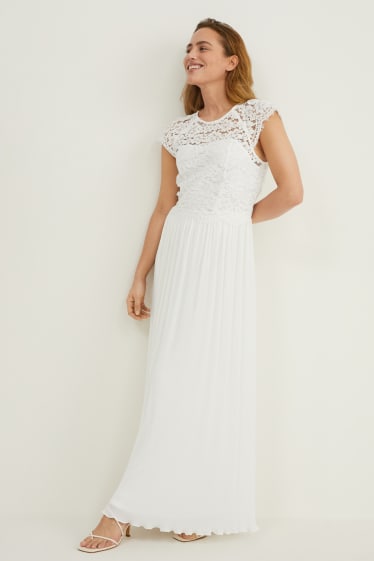Dámské - Svatební šaty - plisované - krémově bílá