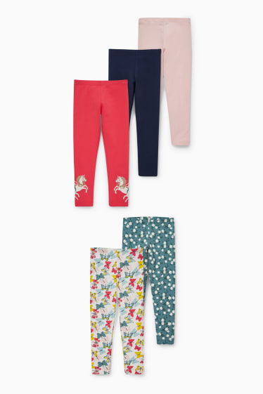 Children - Multipack of 5 - leggings - pink / rose
