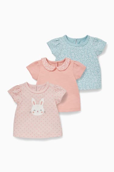 Babys - Set van 3 - baby-T-shirt - roze / blauw