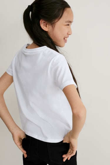Kinder - Micky Maus - Kurzarmshirt mit Knotendetail - weiß