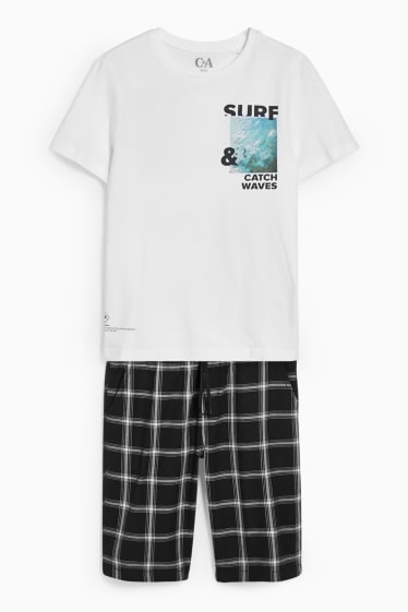 Children - Set - short sleeve T-shirt and Bermuda shorts - 2 piece - white