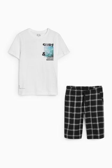 Children - Set - short sleeve T-shirt and Bermuda shorts - 2 piece - white