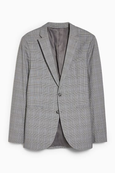 Hommes - Veste de costume - coupe slim - matière extensible - LYCRA® - à carreaux - gris