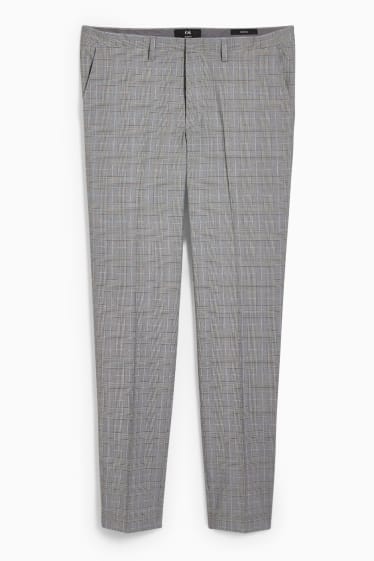 Hombre - Pantalón combinable - slim fit - stretch - LYCRA® - de cuadros - gris