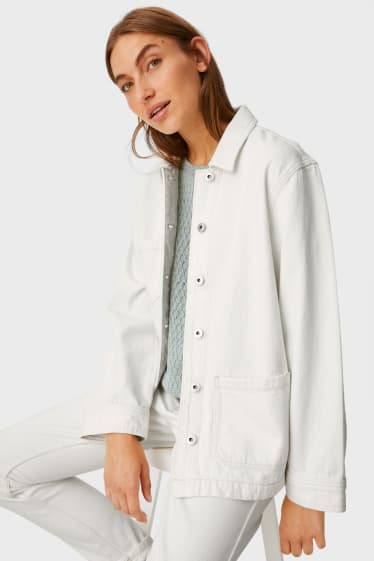 Dames - Overshirt van spijkerstof - wit