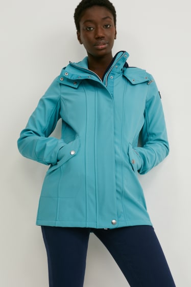 Women - Outdoor jacket with hood - dark turquoise