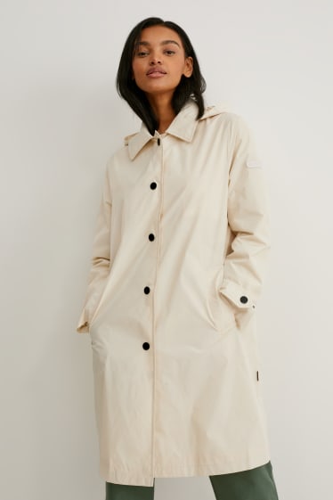 Women - Trench coat with hood - BIONIC-FINISH®ECO - creme