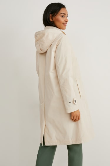 Women - Trench coat with hood - BIONIC-FINISH®ECO - creme