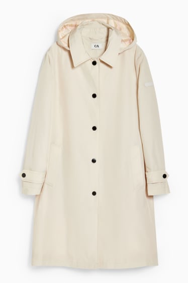 Women - Trench coat with hood - BIONIC-FINISH®ECO - creme
