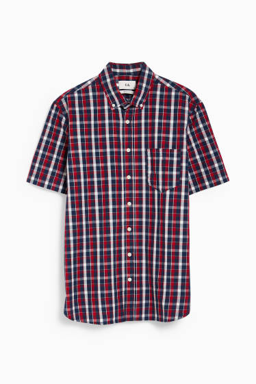 Men - Shirt - regular fit - button-down collar - check - red / dark blue