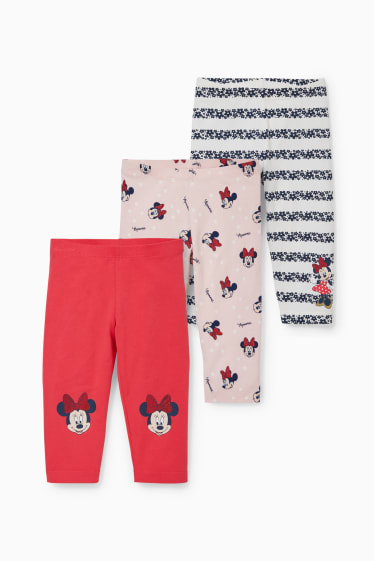 Dětské - Multipack 3 ks - Minnie Mouse - capri legíny - červená