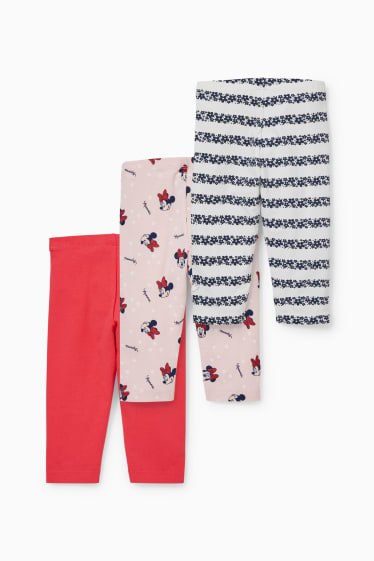 Enfants filles - Lot de 3 - Minnie Mouse - leggings capri - rouge