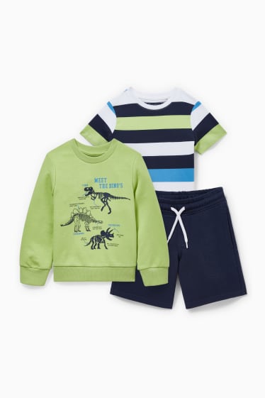 Children - Set - sweatshirt, short sleeve T-shirt and sweat shorts - 3 piece - light green