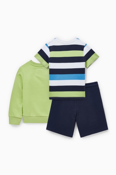 Enfants - Ensemble - sweat, t-shirt et short en molleton - 3 pièces - vert clair