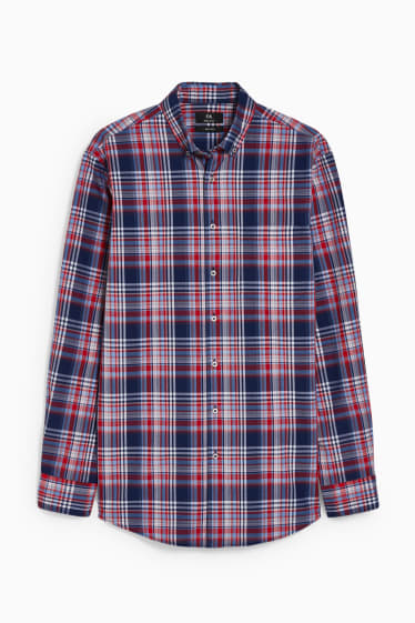 Heren - Business-overhemd - regular fit - kent - gemakkelijk te strijken - rood / donkerblauw