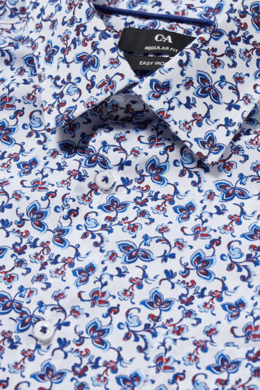 Hombre - Camisa - regular fit - manga extracorta - de planchado fácil - blanco / azul