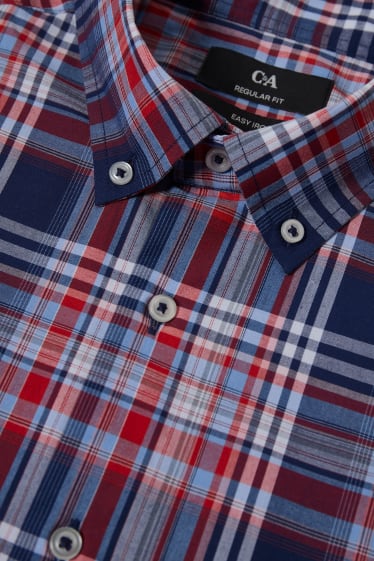 Herren - Businesshemd - Regular Fit - extra lange Ärmel - bügelleicht - rot / dunkelblau