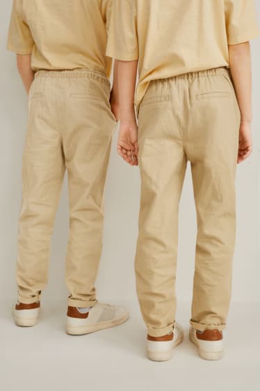 Children - Trousers - genderneutral - linen blend - light brown