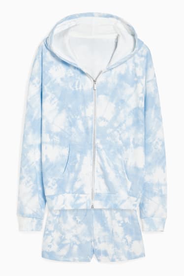 Children - Set - zip-through sweatshirt and sweat shorts - 2 piece - white / light blue