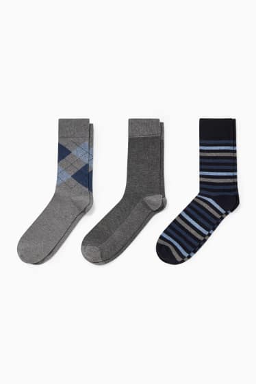Men - Multipack of 3 - socks - LYCRA® - aloe vera - gray-melange