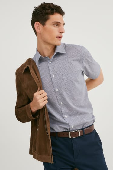 Men - Business shirt - regular fit - Kent collar - easy-iron - white / blue