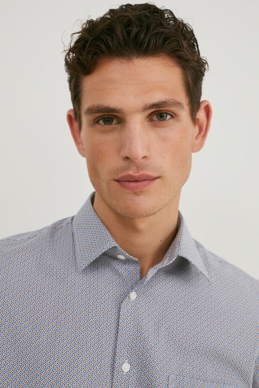 Men - Business shirt - regular fit - Kent collar - easy-iron - white / blue