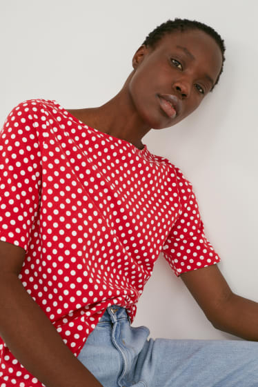 Donna - T-shirt - a pois - rosso scuro