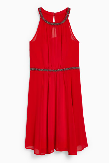 Donna - Vestito fit & flare - da festa - rosso