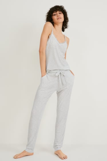 Femei - Pantaloni de pijama - alb melanj