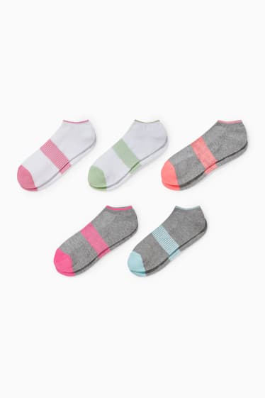 Kinderen: meisjes - Set met 5 paar - sneakersokken - wit