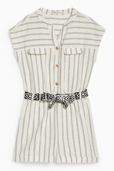 Children - Jumpsuit with belt - striped - cremewhite