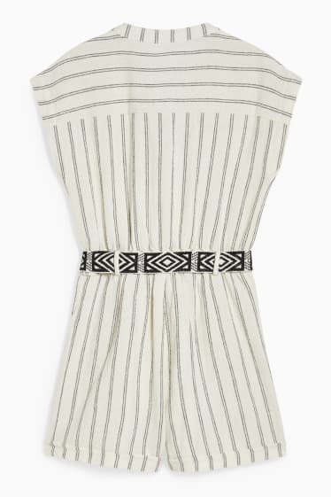 Children - Jumpsuit with belt - striped - cremewhite