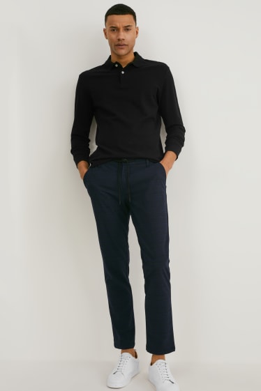 Men - Cloth trousers - tapered fit - stretch - LYCRA® - check - dark blue