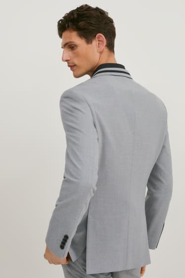 Pánské - Oblekové sako - slim fit - flex - LYCRA® - světle šedá-žíhaná