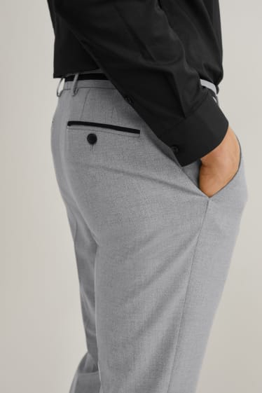 Pánské - Oblekové kalhoty - slim fit - flex - LYCRA® - světle šedá-žíhaná