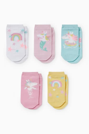 Children - Multipack of 5 - unicorn - trainer socks with motif - light turquoise